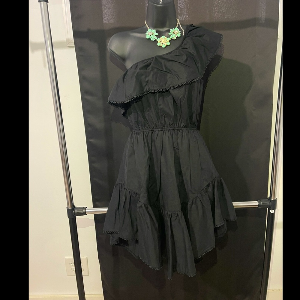 Free People Black One Shoulder  Mini Sundress